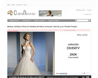 www.claranovias.es usa nuestro servicio prestashop